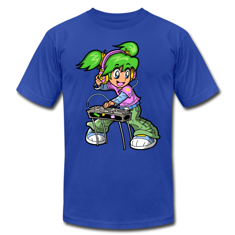 DJ Girl Cartoon T-Shirt - royal blue