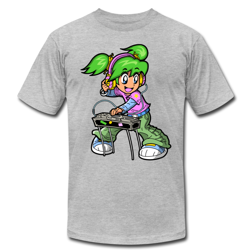 DJ Girl Cartoon T-Shirt - heather gray