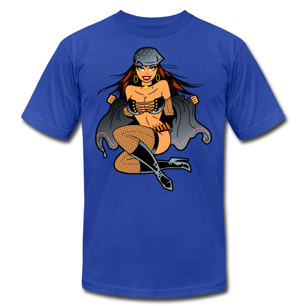 Hot Girl Cartoon T-Shirt - royal blue