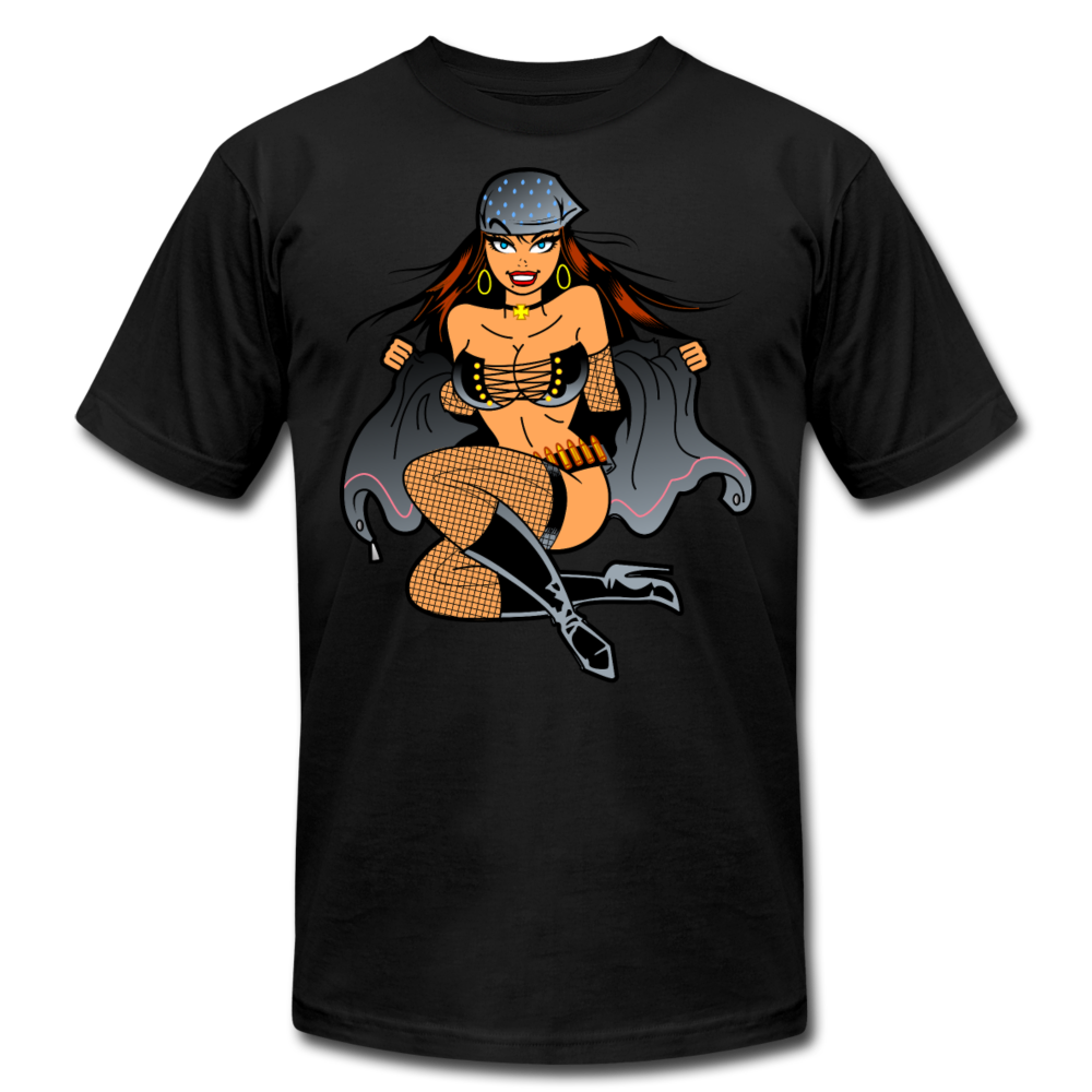 Hot Girl Cartoon T-Shirt - black