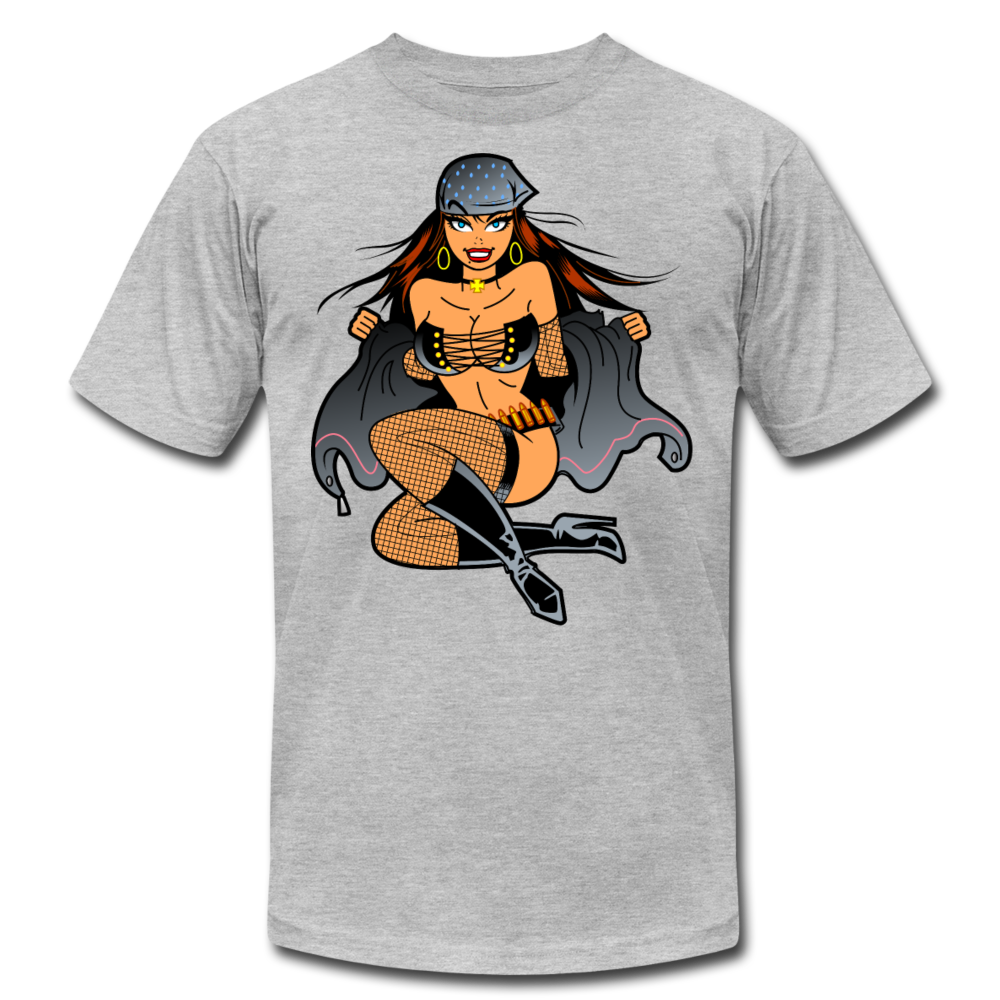 Hot Girl Cartoon T-Shirt - heather gray
