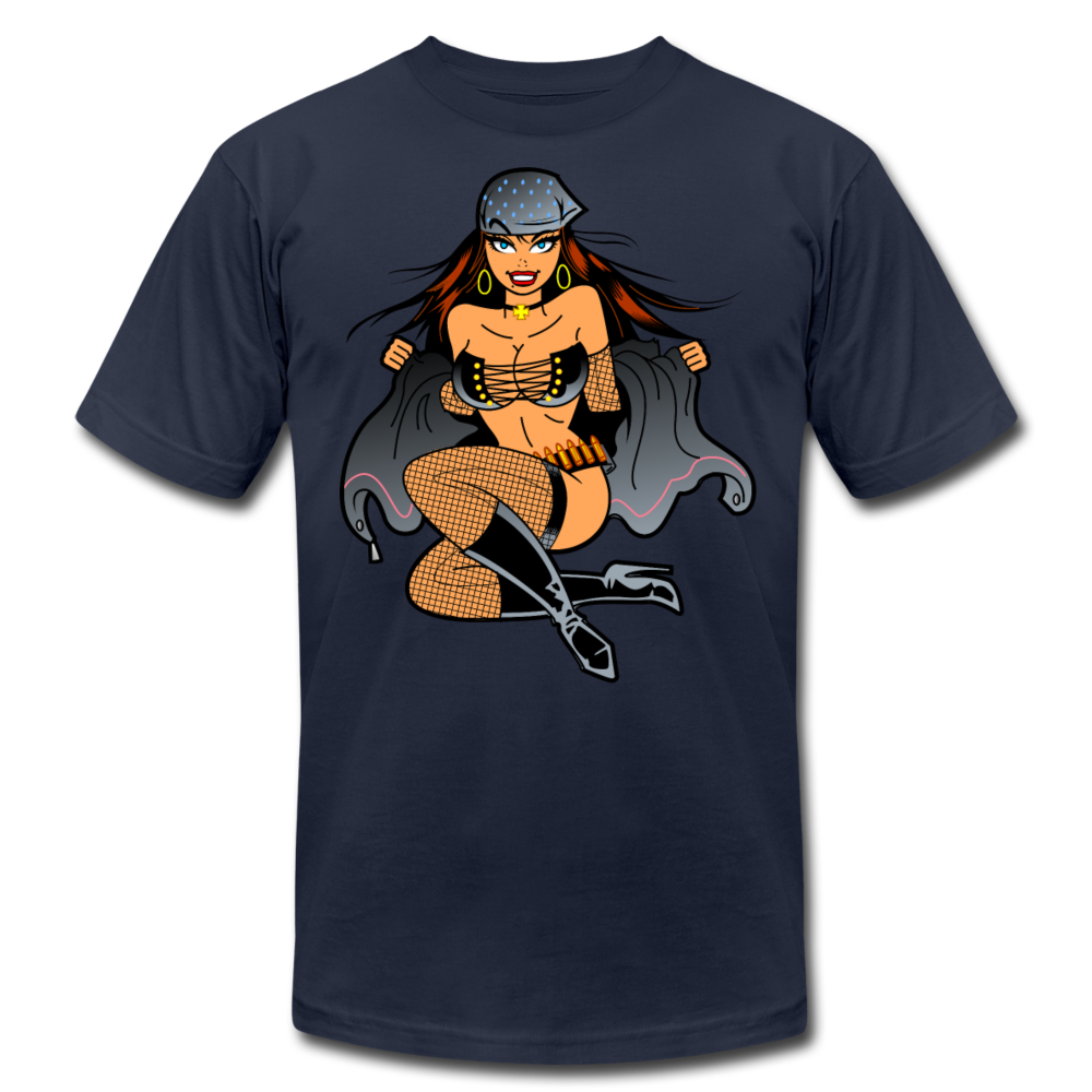 Hot Girl Cartoon T-Shirt - navy