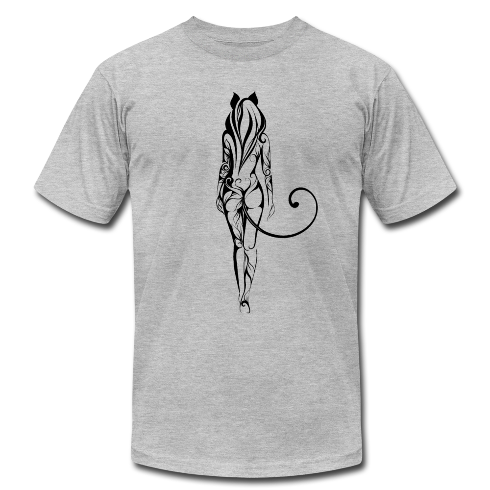 Tribal Maori Cat Girl T-Shirt - heather gray
