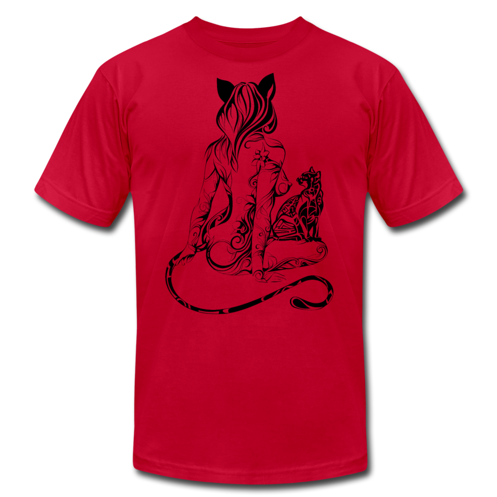Maori Tribal Cat Woman T-Shirt - red