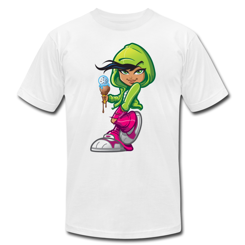 Ice Cream Cone Cartoon Girl T-Shirt - white