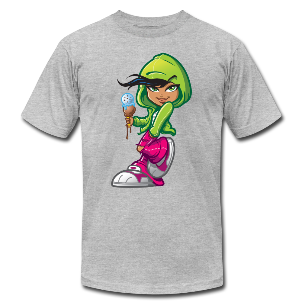 Ice Cream Cone Cartoon Girl T-Shirt - heather gray
