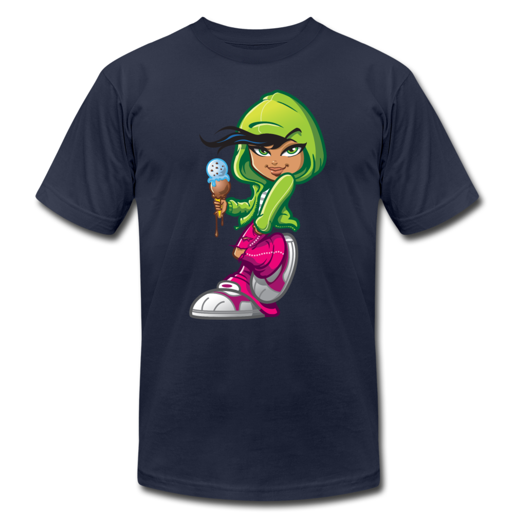 Ice Cream Cone Cartoon Girl T-Shirt - navy