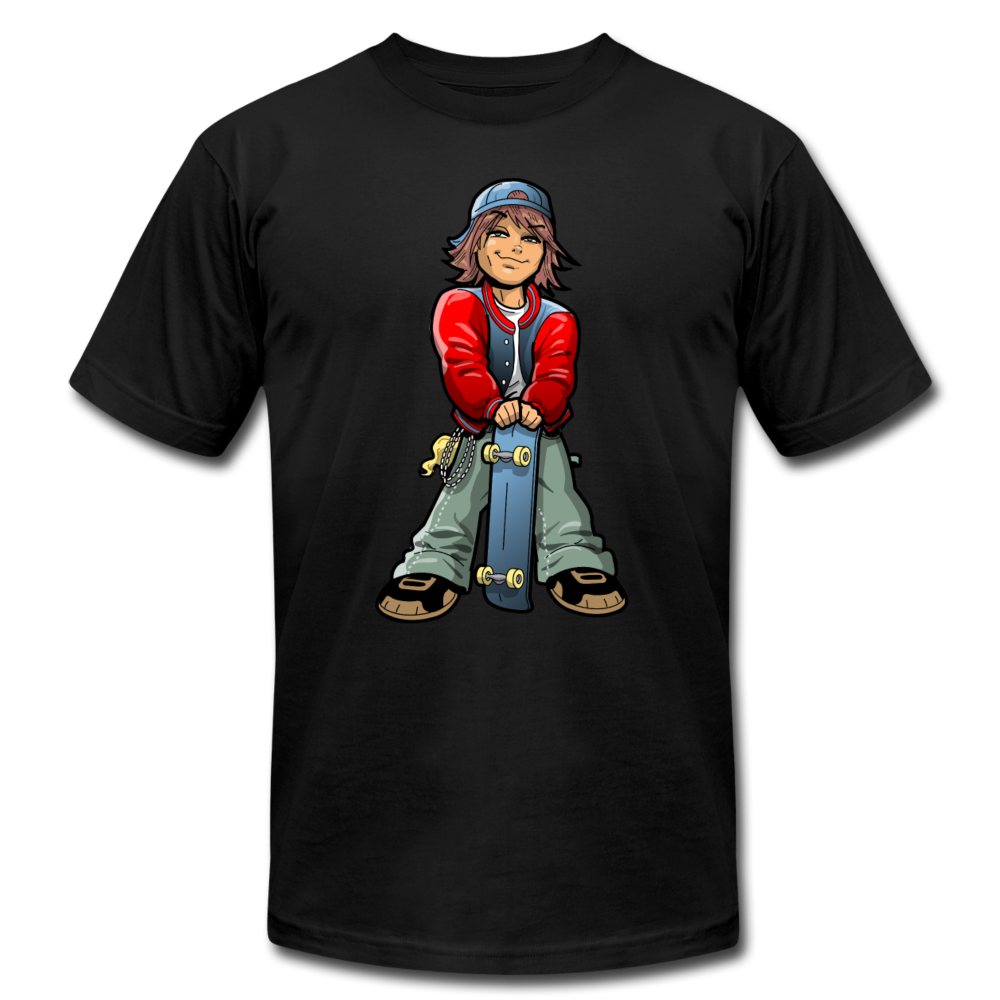 Skater Boy Cartoon T-Shirt - black