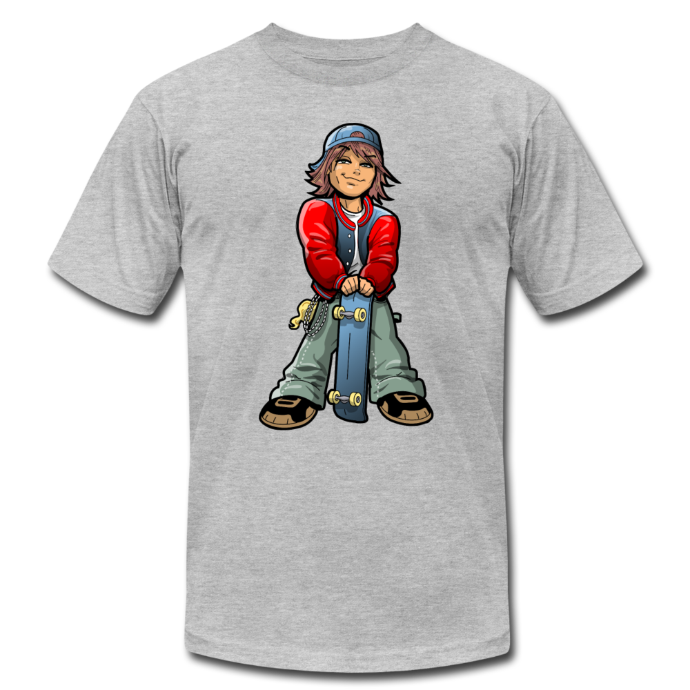 Skater Boy Cartoon T-Shirt - heather gray