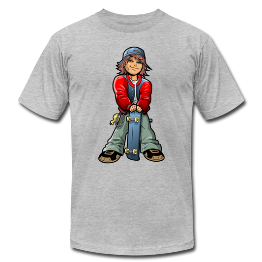 Skater Boy Cartoon T-Shirt - heather gray