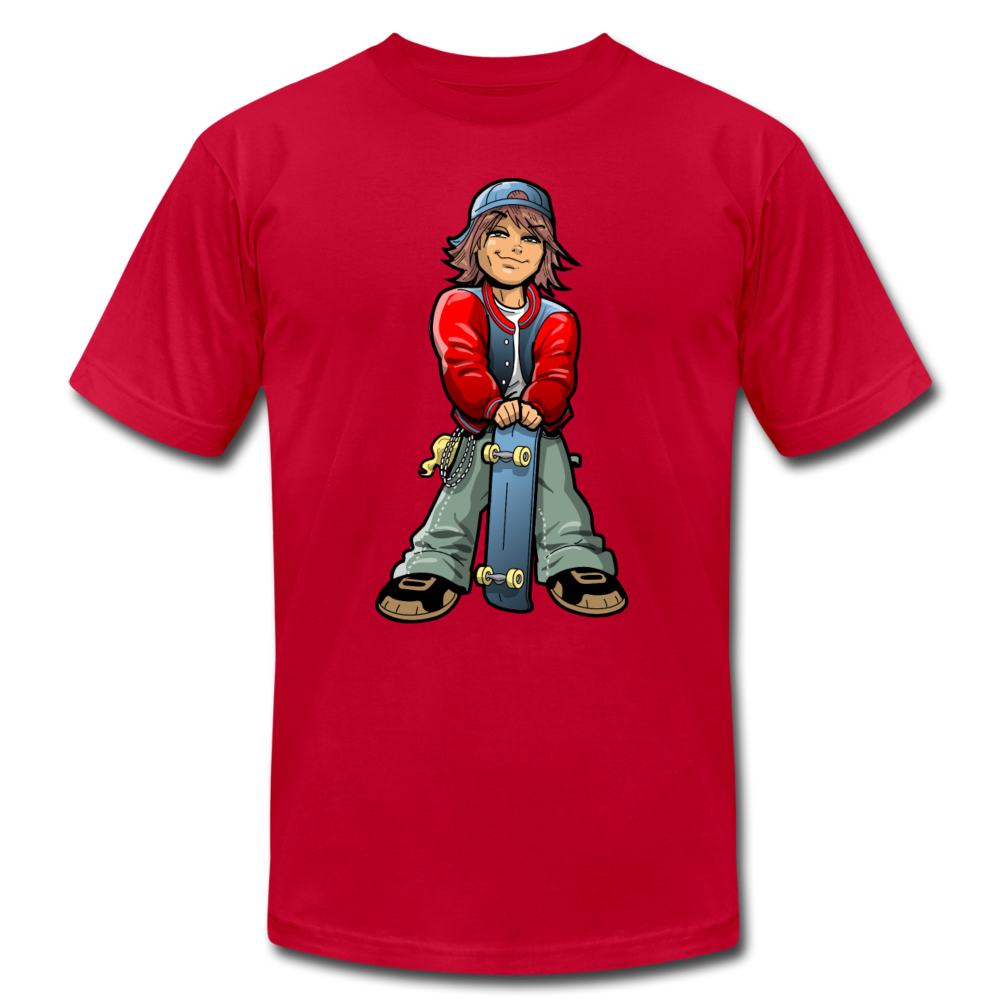 Skater Boy Cartoon T-Shirt - red