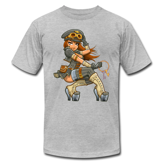 Officer Girl Cartoon T-Shirt - heather gray