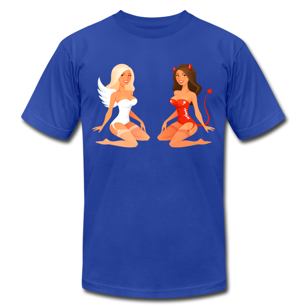 Angel & Devil Girls Cartoon T-Shirt - royal blue