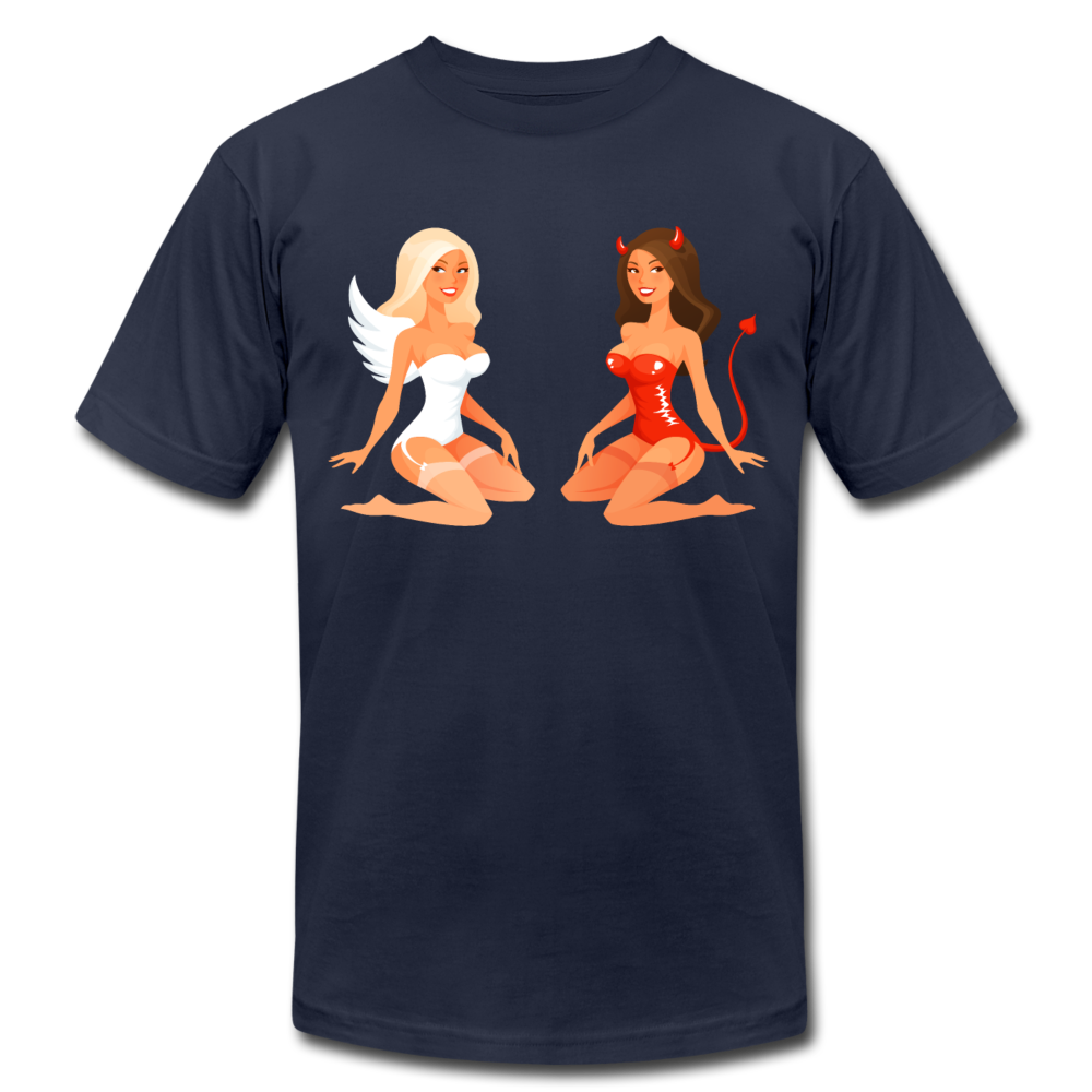 Angel & Devil Girls Cartoon T-Shirt - navy