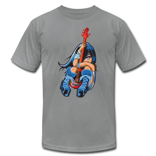 Guitar Girl Cartoon T-Shirt - slate