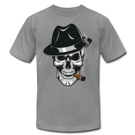 Skull Smoking Fedora T-Shirt - slate