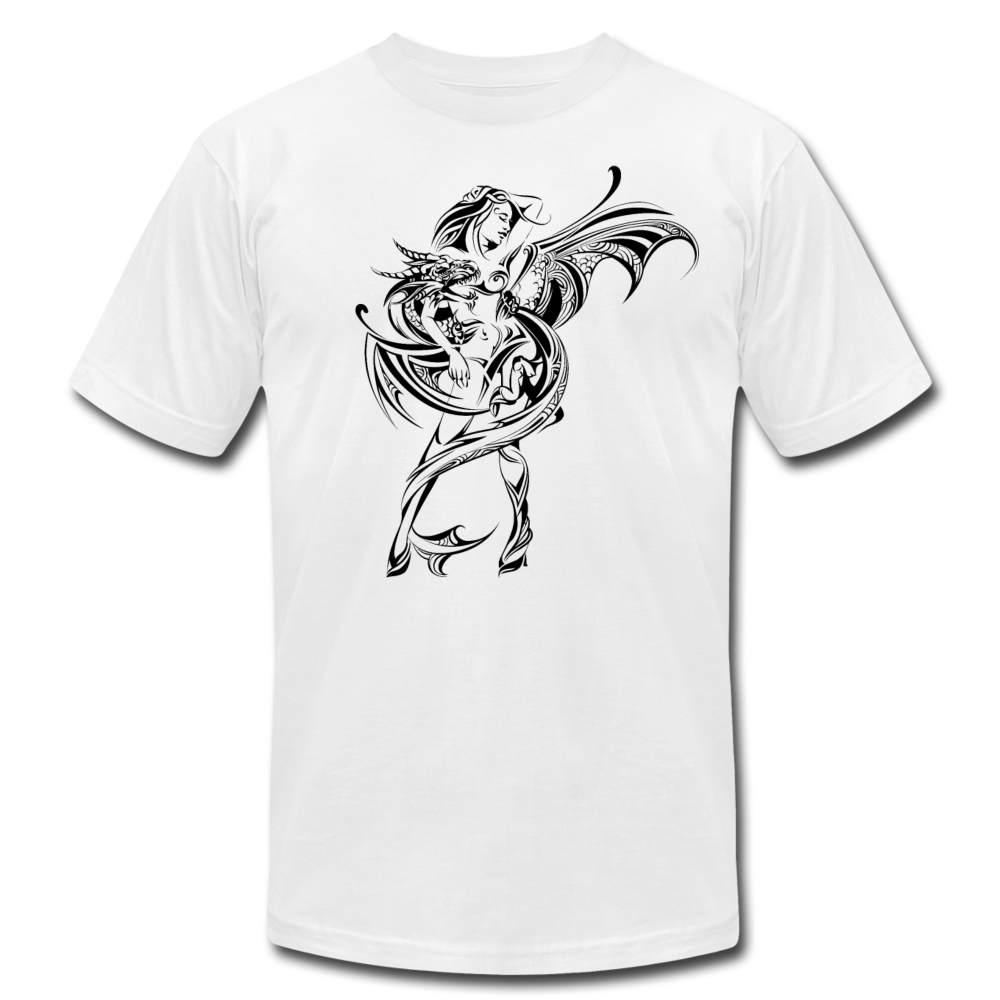 Tribal Maori Dragon Girl T-Shirt - white