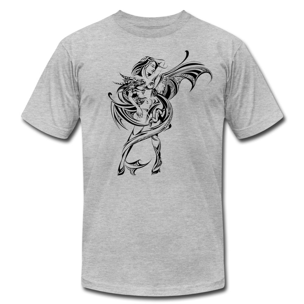 Tribal Maori Dragon Girl T-Shirt - heather gray