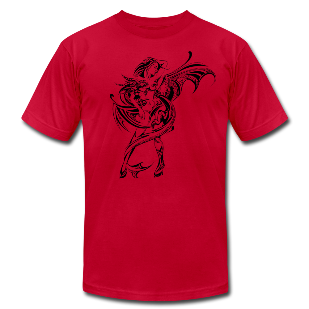 Tribal Maori Dragon Girl T-Shirt - red