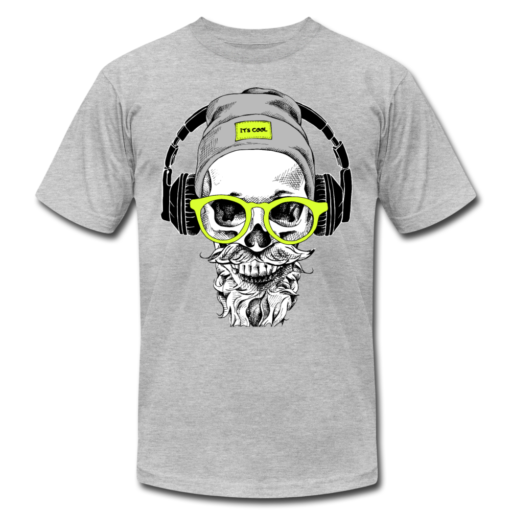 Bearded Skull Headphones T-Shirt - heather gray