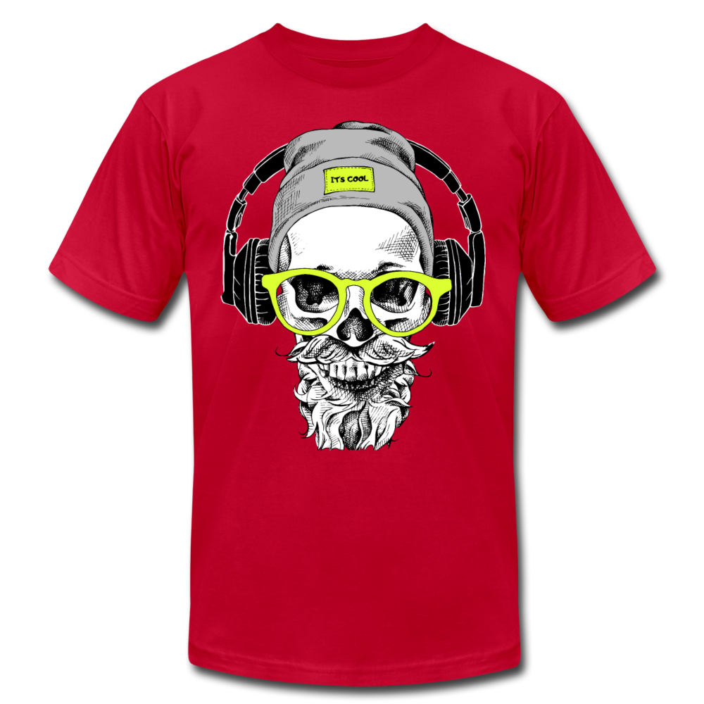 Bearded Skull Headphones T-Shirt - red