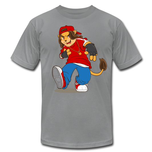 Hip Hop Cartoon Lion T-Shirt - slate