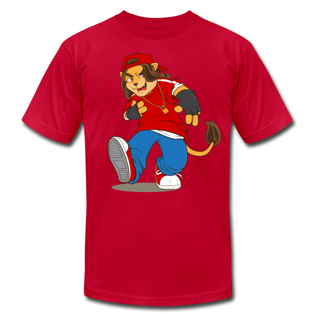 Hip Hop Cartoon Lion T-Shirt - red