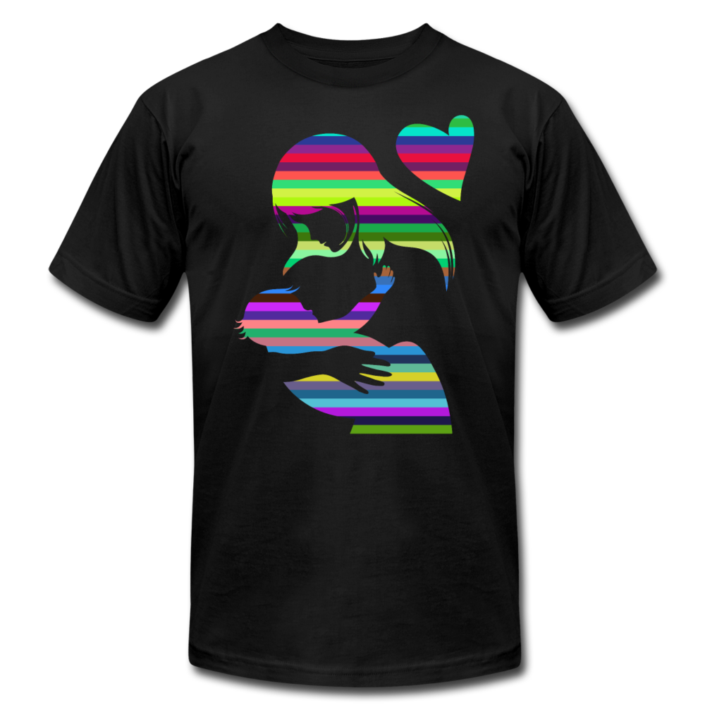 Colorful Strips Mother & Baby T-Shirt - black