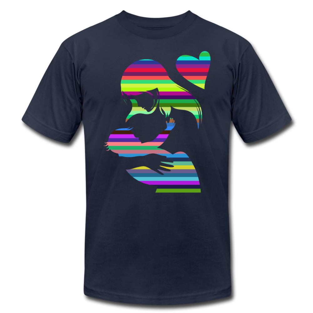 Colorful Strips Mother & Baby T-Shirt - navy