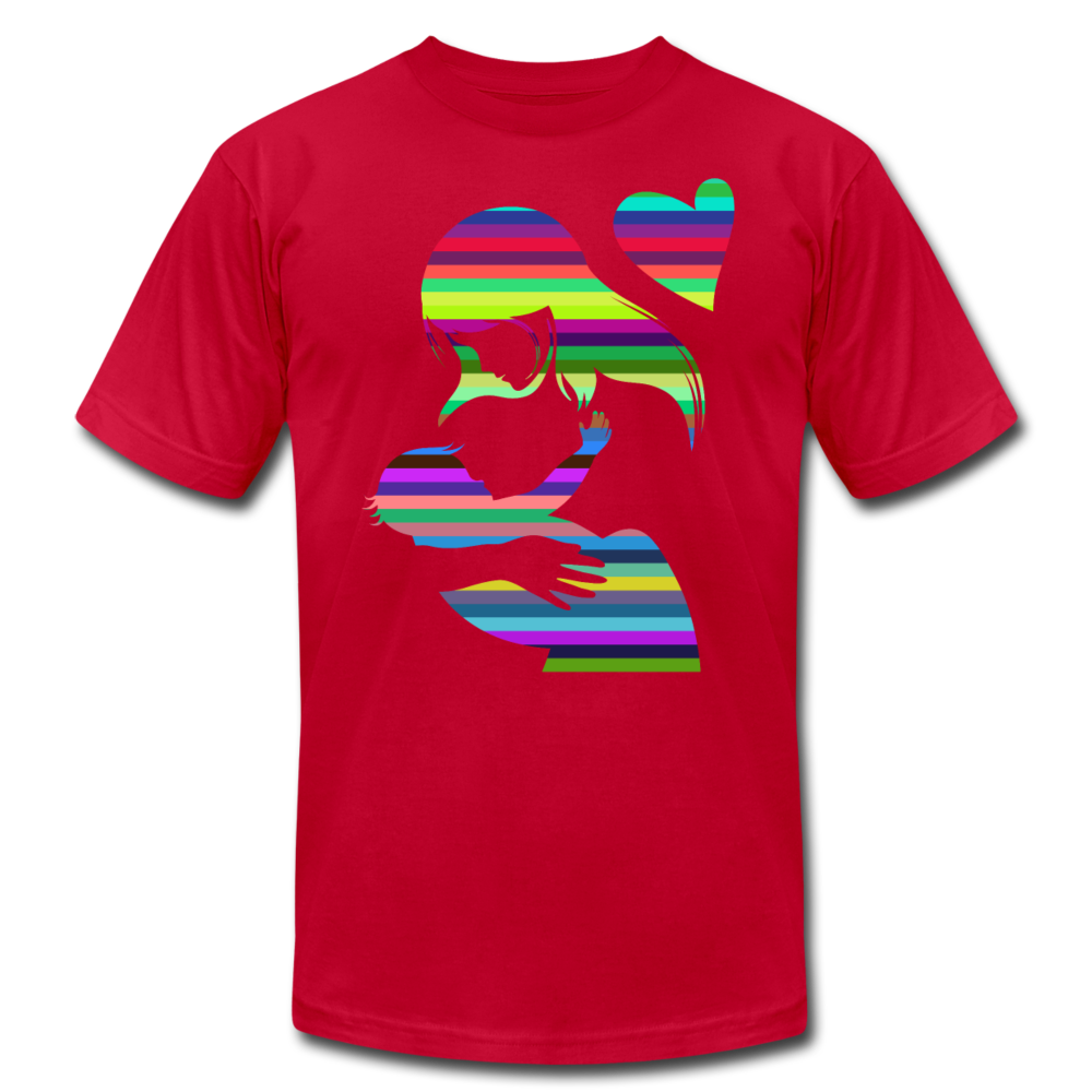 Colorful Strips Mother & Baby T-Shirt - red