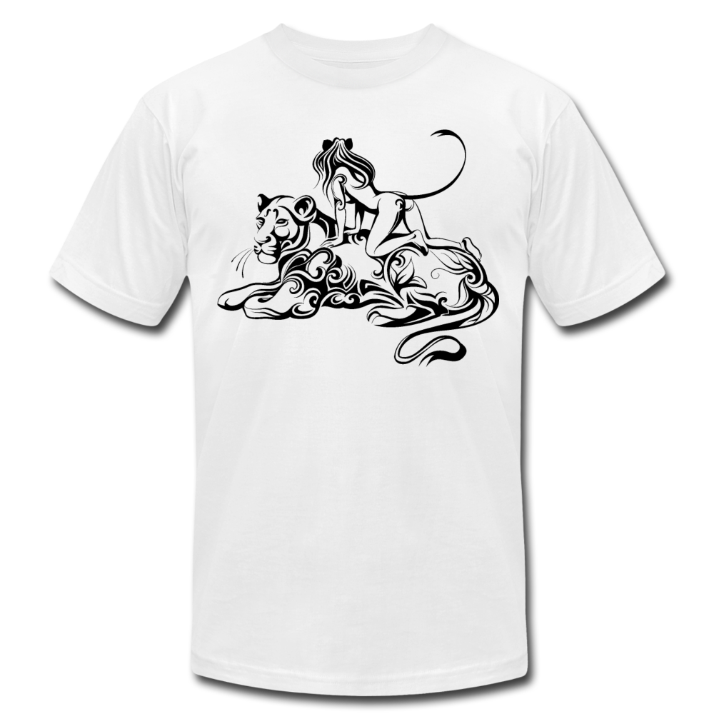 Tribal Maori Jungle Cat Woman T-Shirt - white