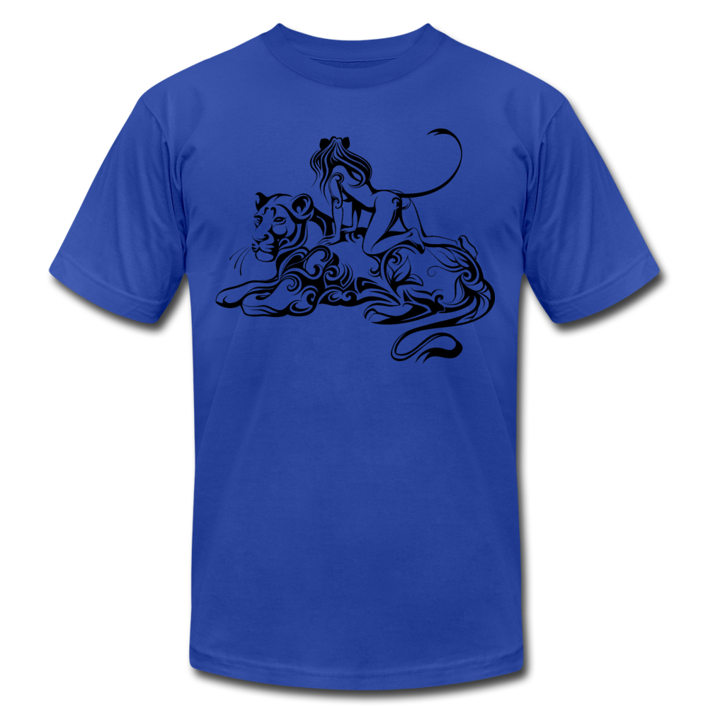 Tribal Maori Jungle Cat Woman T-Shirt - royal blue