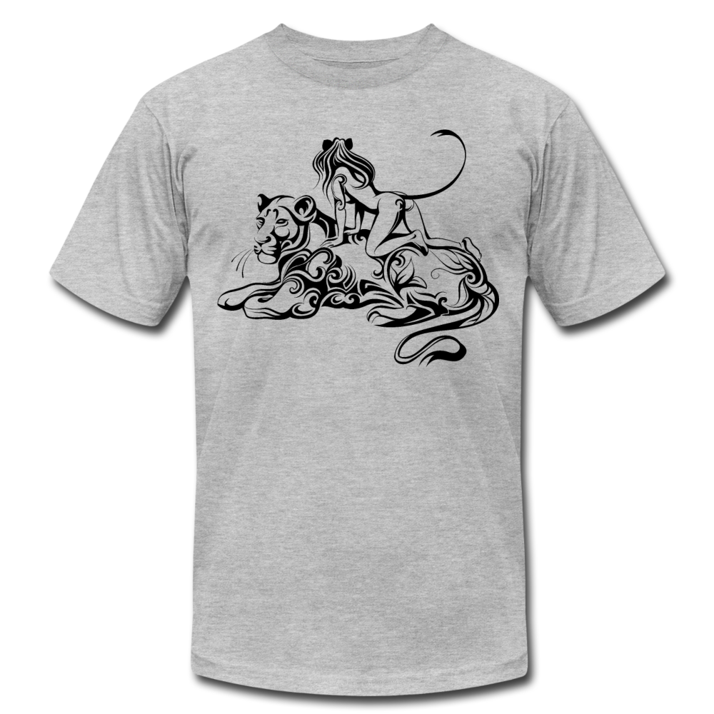 Tribal Maori Jungle Cat Woman T-Shirt - heather gray