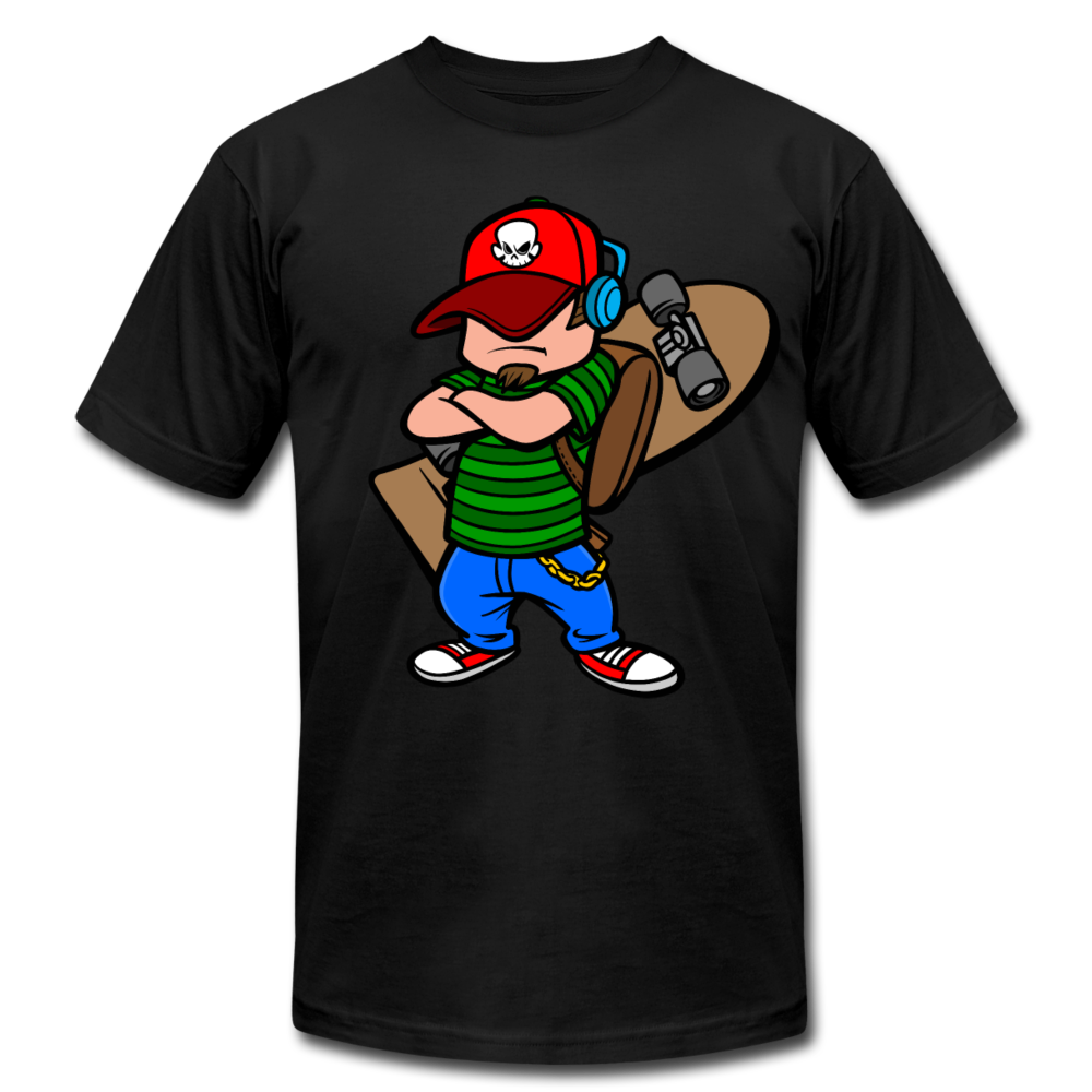 Skater Boy Cartoon T-Shirt - black
