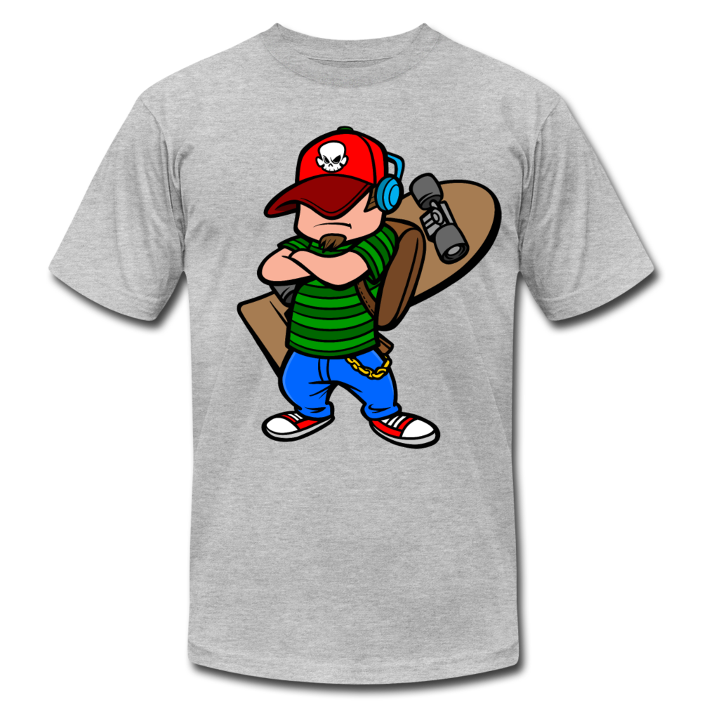 Skater Boy Cartoon T-Shirt - heather gray
