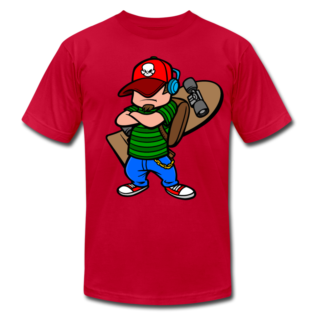 Skater Boy Cartoon T-Shirt - red
