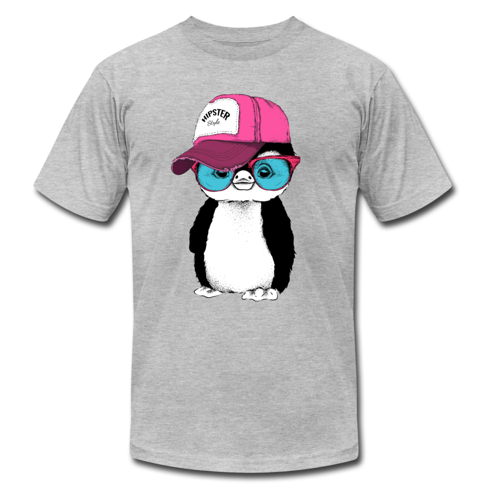 Hipster Penguin T-Shirt - heather gray