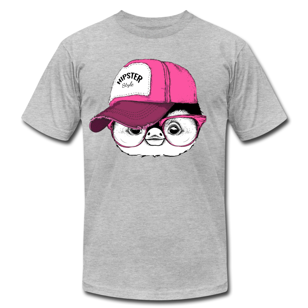 Hipster Penguin Head T-Shirt - heather gray