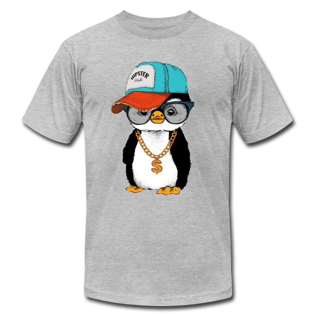 Hipster Penguin T-Shirt - heather gray