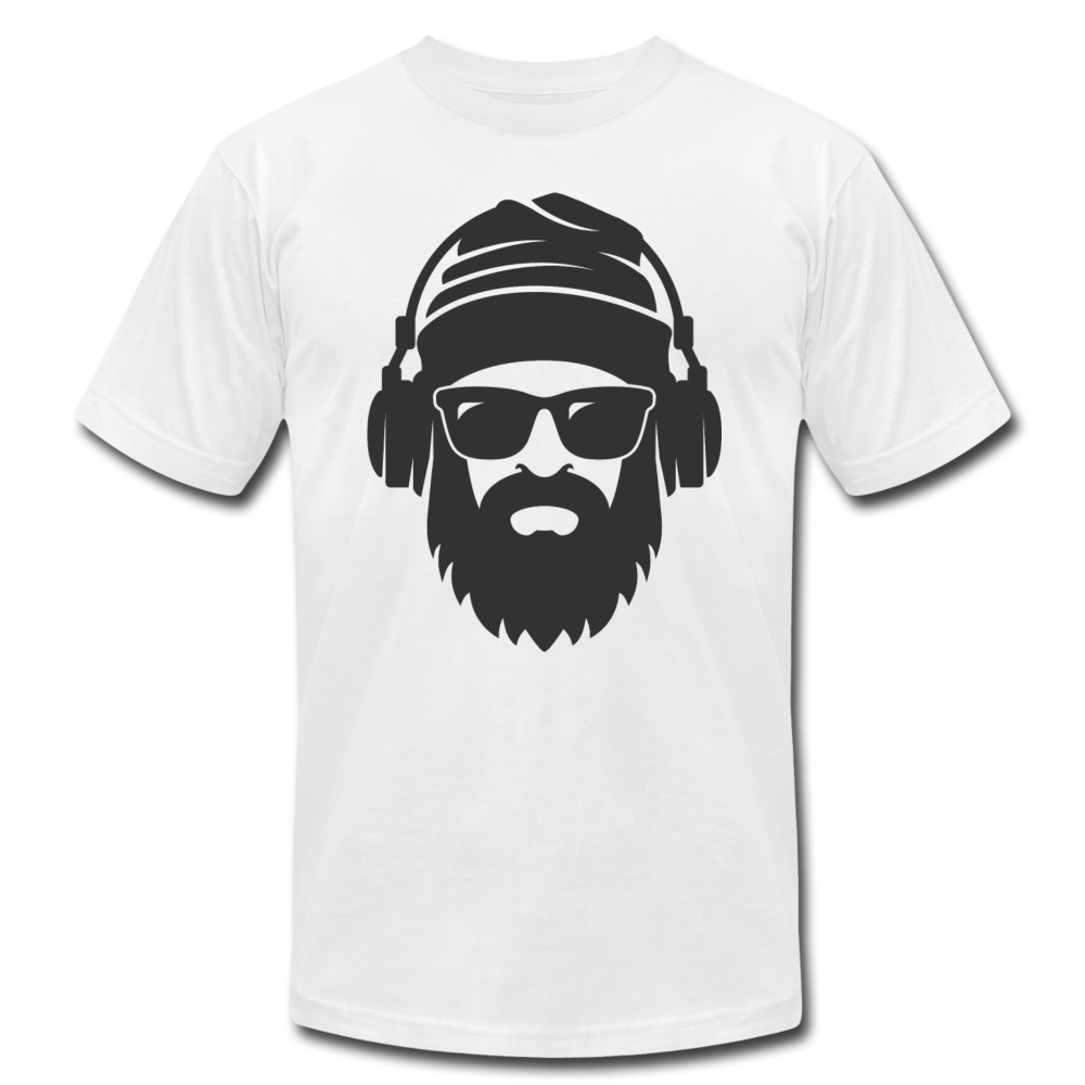 Bearded Man Headphones T-Shirt - white