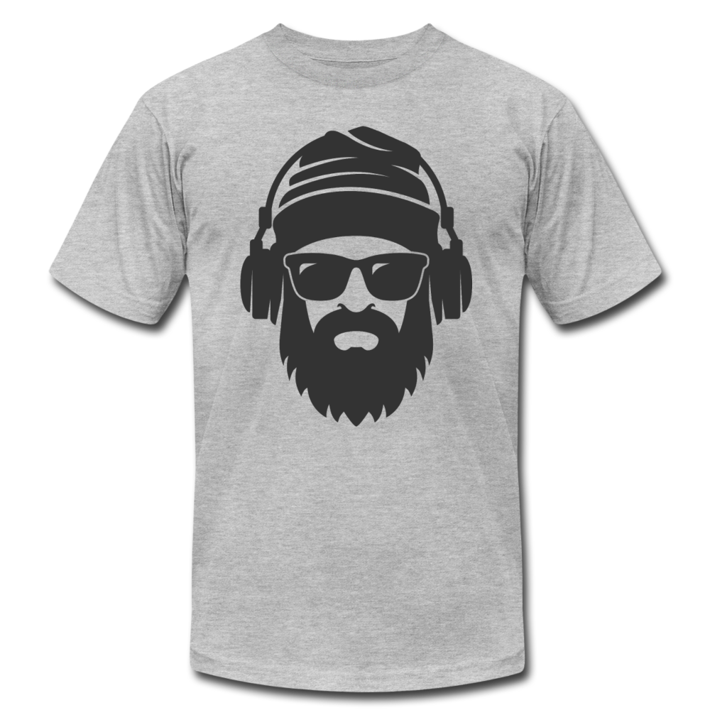 Bearded Man Headphones T-Shirt - heather gray