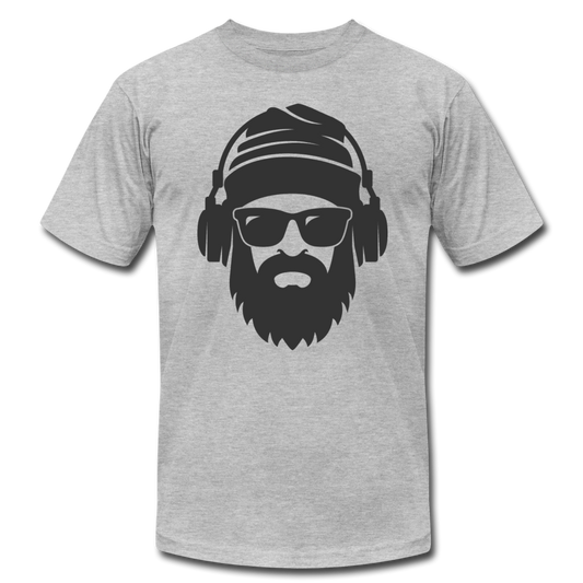 Bearded Man Headphones T-Shirt - heather gray