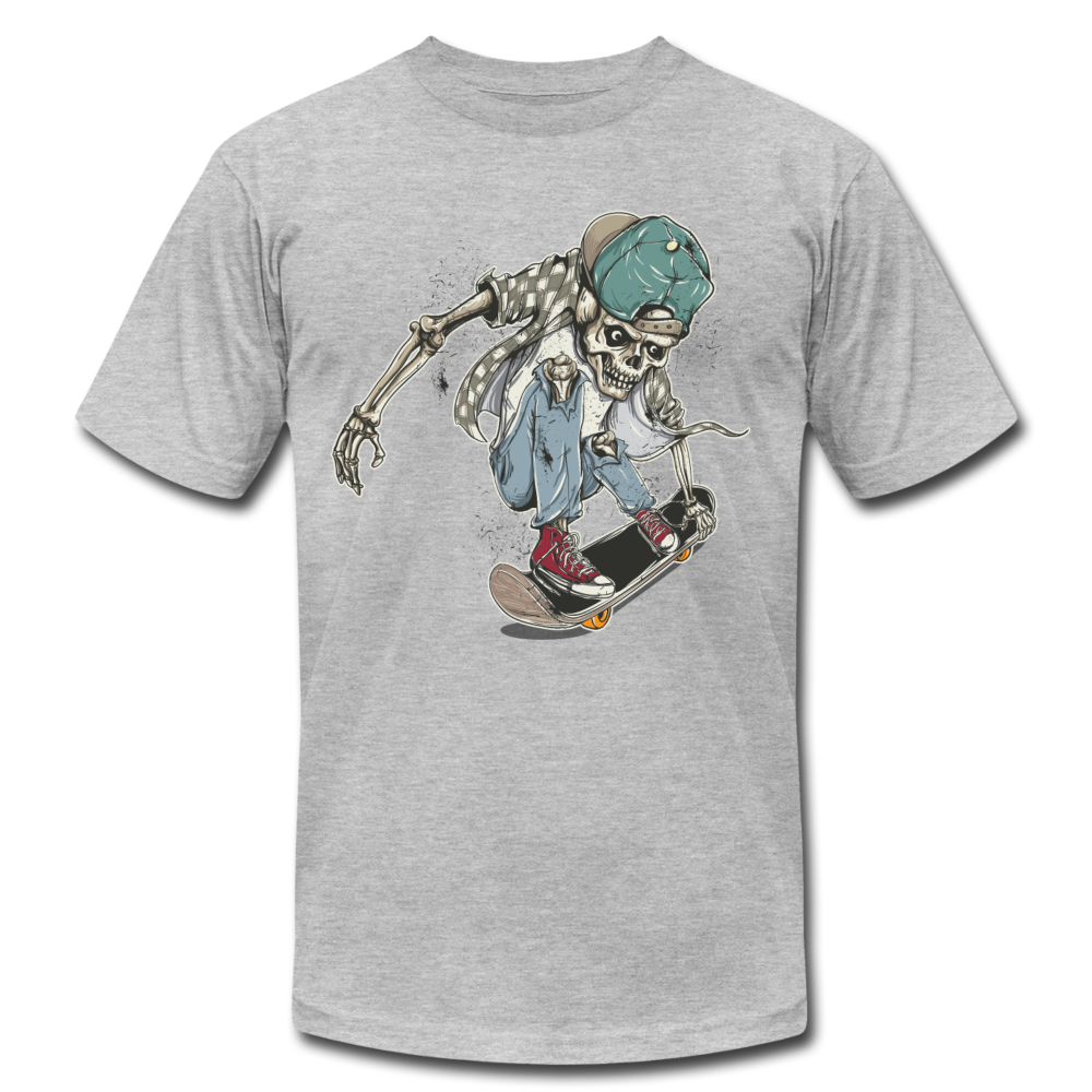 Skater Skeleton T-Shirt - heather gray