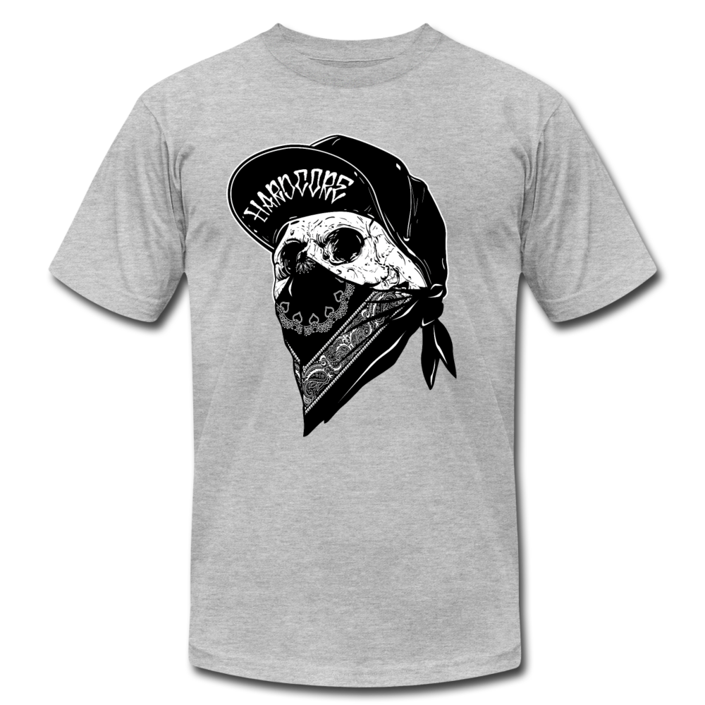 Hardcore Gangster Skull T-Shirt - heather gray