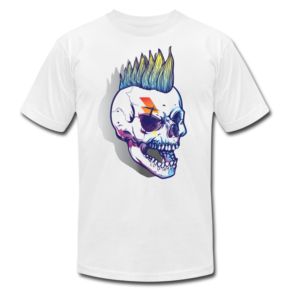 Mohawk Rocker Skull T-Shirt - white