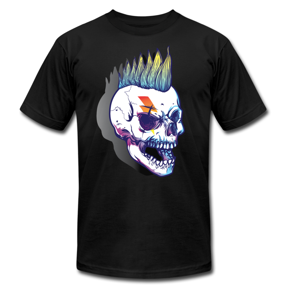 Mohawk Rocker Skull T-Shirt - black
