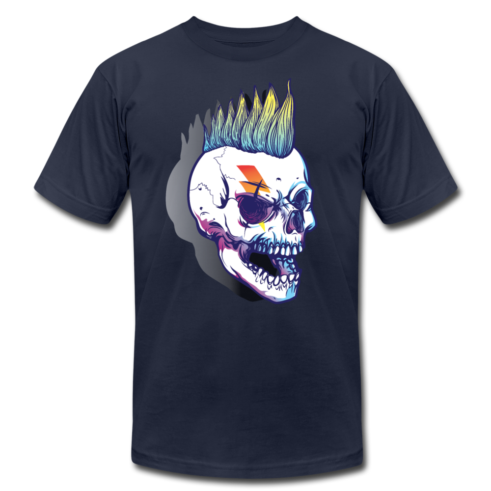Mohawk Rocker Skull T-Shirt - navy