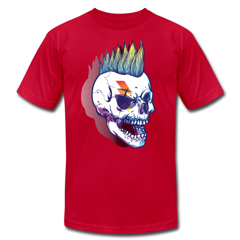 Mohawk Rocker Skull T-Shirt - red