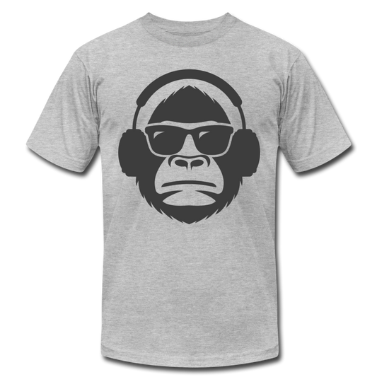 Monkey Headphones T-Shirt - heather gray