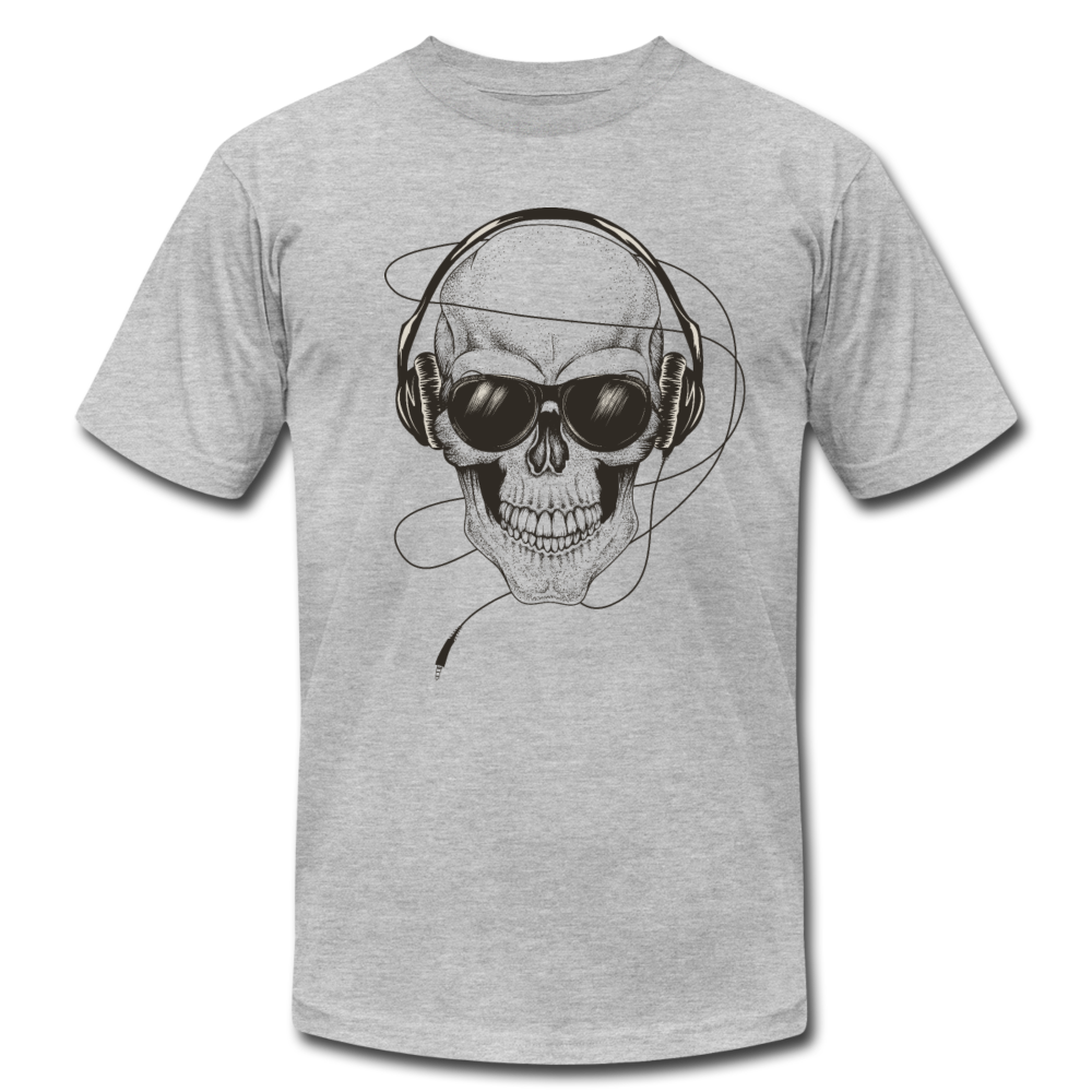 Skull Headphones T-Shirt - heather gray